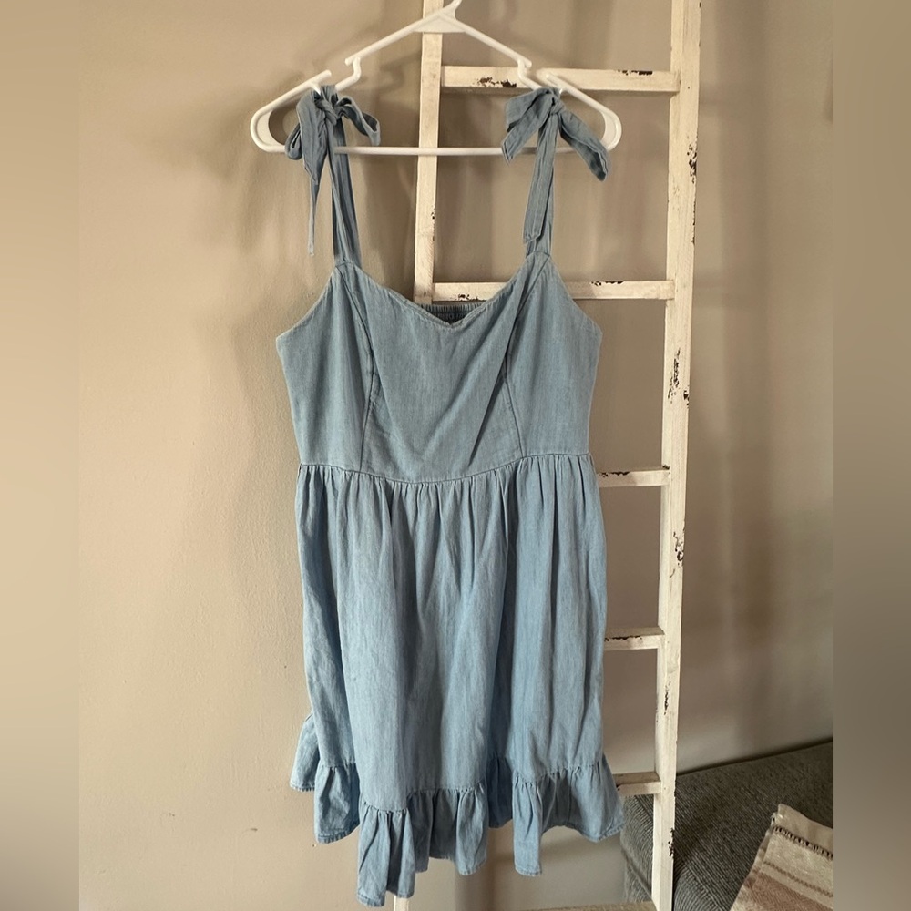 Chambray Tie-Strap Dress
